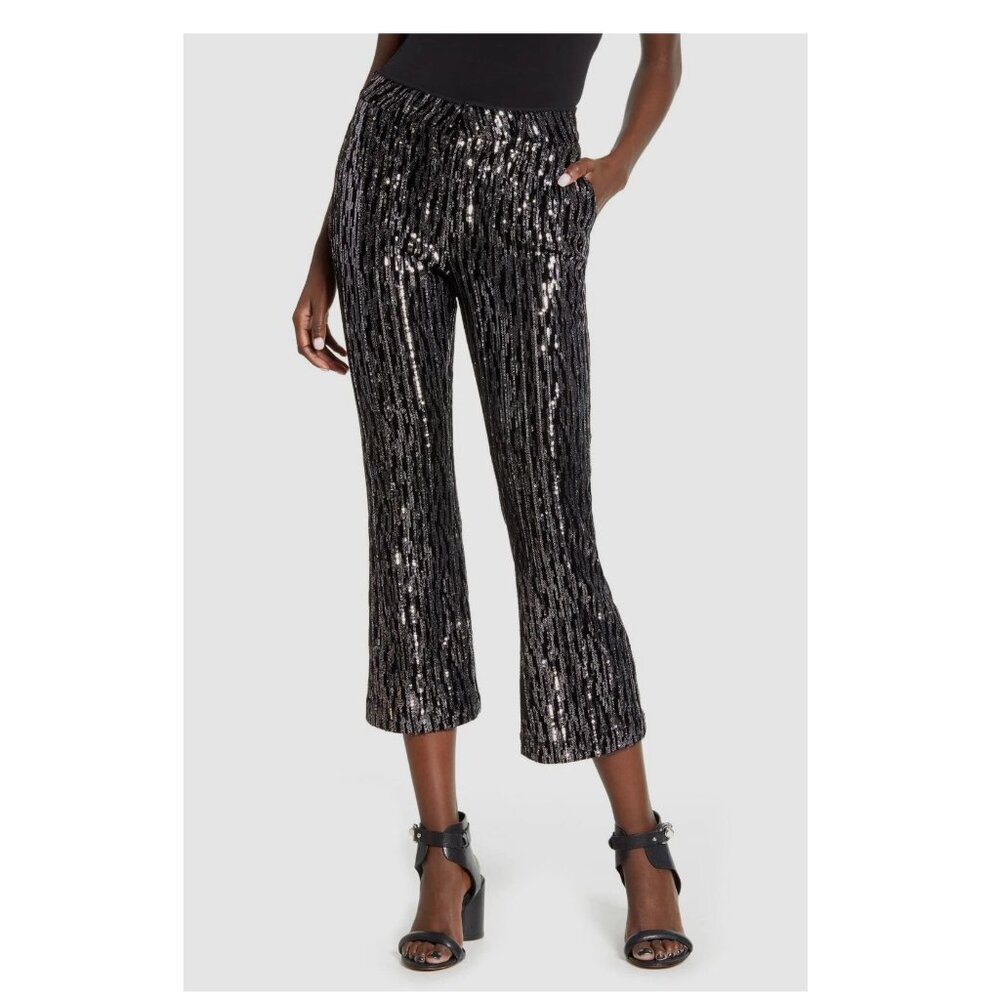 Zadig & Voltaire Women's Black Silver Sequin Crop Pants, Size 42, New with Tag